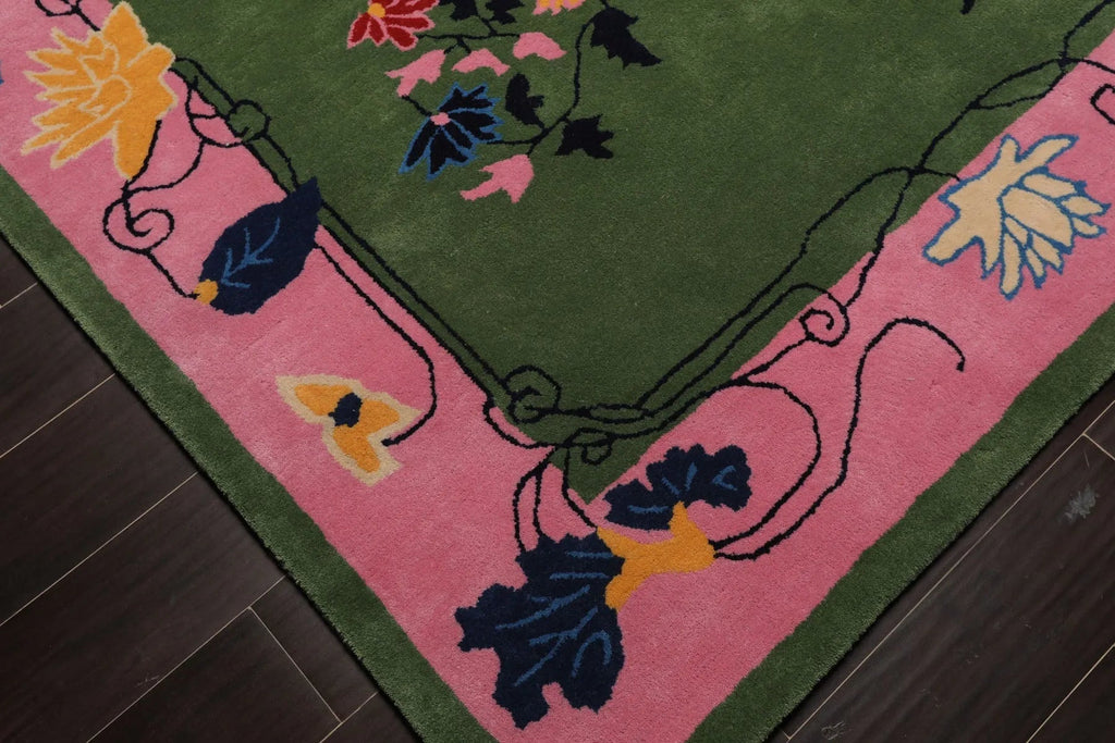 LoomBloom Multi Size Green Hand Tufted Pictorial Transitional Chinese Art Deco New Zealand Wool Oriental Area Rug