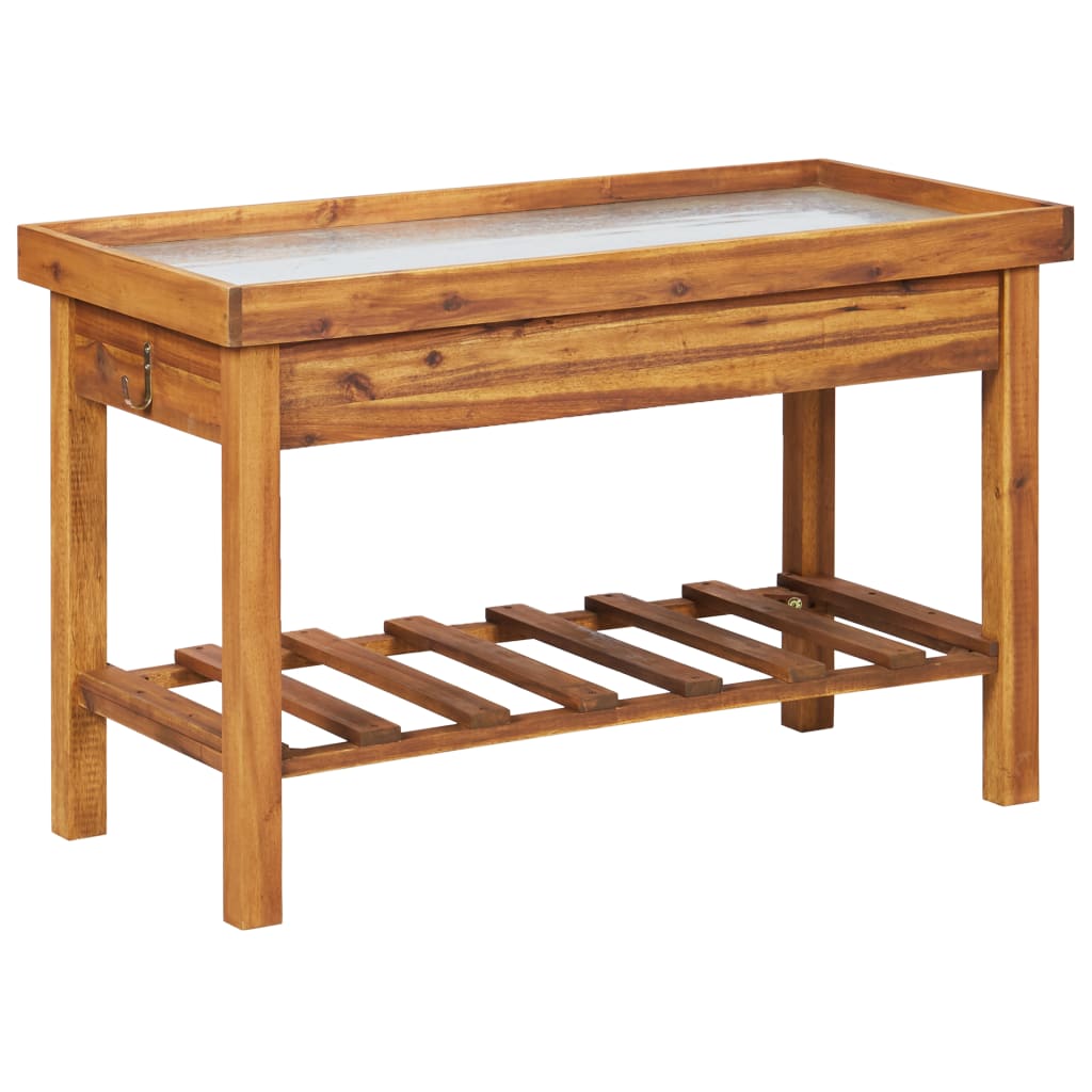 NNEVL Garden Work Bench with Zinc Top Solid Acacia Wood