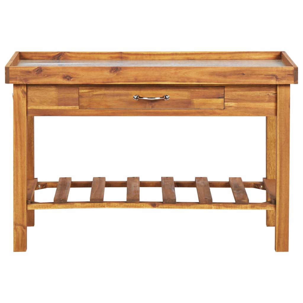NNEVL Garden Work Bench with Zinc Top Solid Acacia Wood