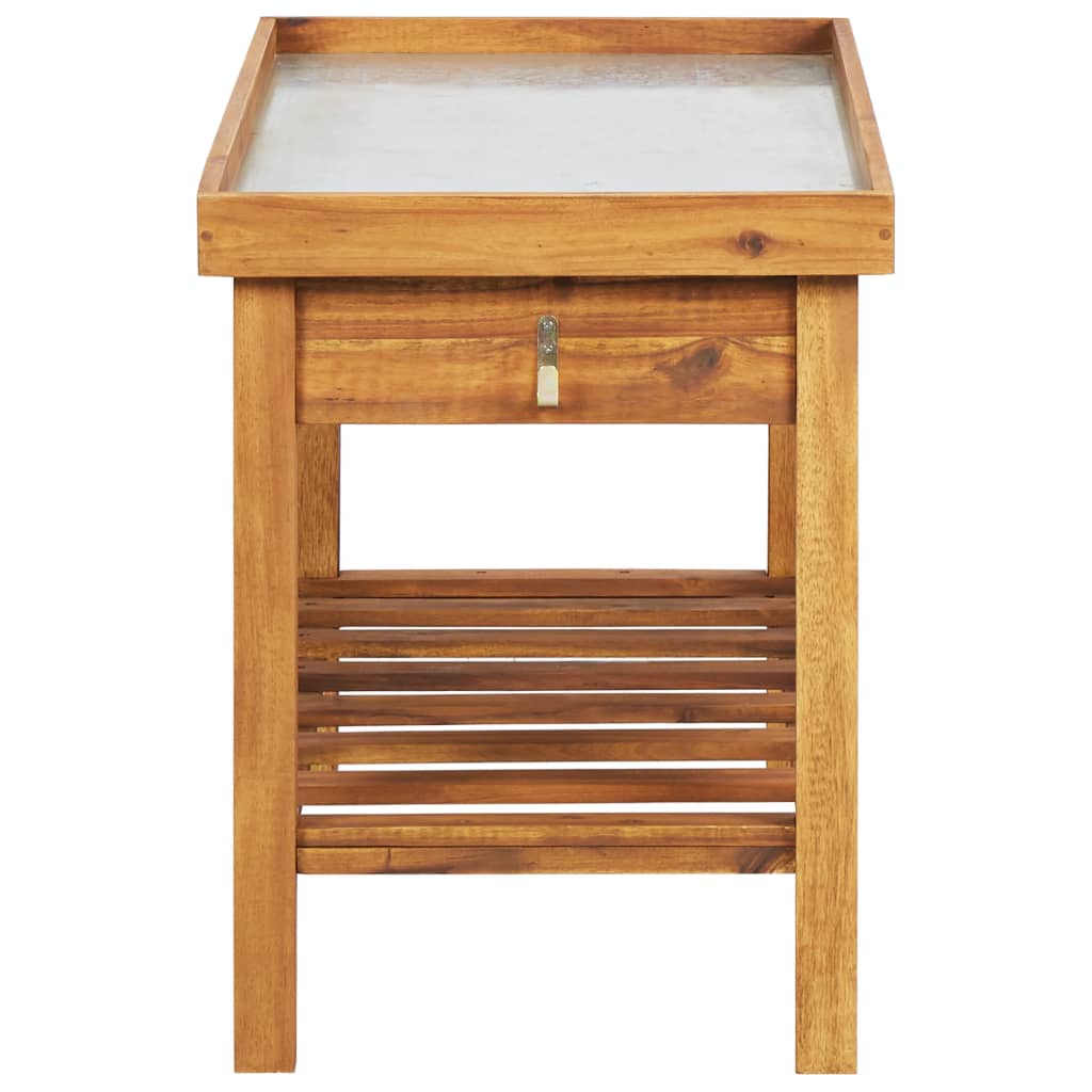 NNEVL Garden Work Bench with Zinc Top Solid Acacia Wood